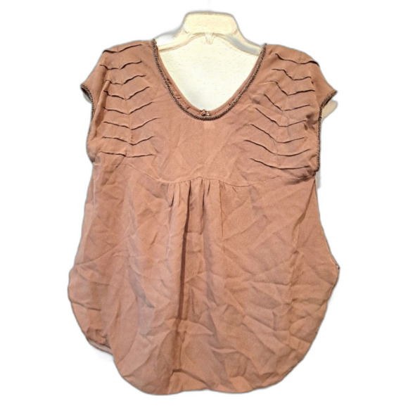 Line & Dot 100% silk blouse, layered ruffles, beading details women's size small - Picture 1 of 7